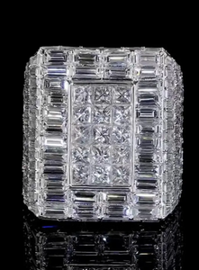 Bague personnalisée en argent sterling 925 avec diamants moissanite taille baguette et taille ronde VVS, style hip-hop, bijoux de luxe pour homme et femme - Product Image 6