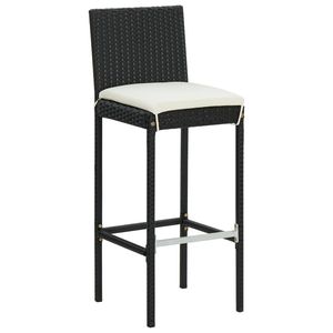 Juego de 6 Taburetes de Bar Altos de Mimbre Sintético Negro con Reposapiés - Product Image 2