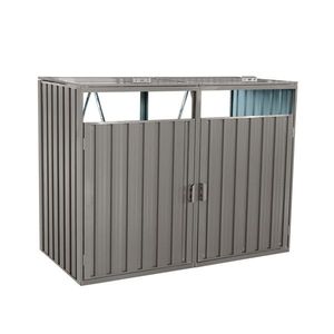 Casetta per Bidoni della Spazzatura in Metallo da Esterno con 2 Contenitori, Struttura in Acciaio Inox Zincato e Plastica per Deposito in Giardino - Product Image 6