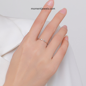 Bague ajustable en argent sterling 925 plaqué or avec zircon, bracelet ouvert, bijoux de mariage géométriques pour femmes - Product Image 2