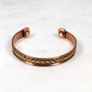 Bracelet magnétique artisanal en laiton et cuivre mélangés, réglable, style bohème ethnique pour femmes - Product Image 5