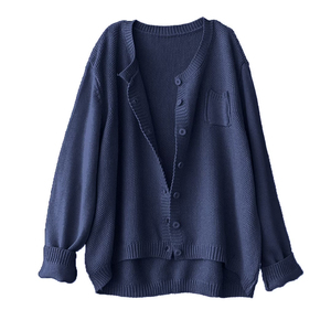 OEM Service Women's Casual Long Sleeved <b>Cardigan</b> <b>Sweater</b> V Neck Knitted Winter Customizable Color Loose Front Coat - Product Image 1