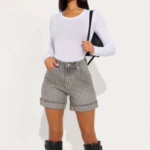 Shorts en jean taille haute respirants pour femme, coupe droite, déchirés, sexy, plusieurs couleurs, service OEM – Nouvelle collection super tendance - Product Image 1