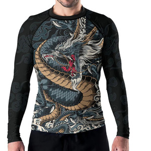 Wholesale Anti-UV <b>Printed</b> Full Sleeve Rash Guards Custom Sublimated Compression Shirts for MMA BJJ & <b>Surf</b> - Product Image 4