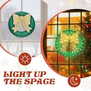 Ghirlanda Natalizia da Esterno Pre-Illuminata da 24 Pollici con Fiocco Dorato e Luci LED Bianco Caldo per Decorazioni Natalizie Esterne - Product Image 3