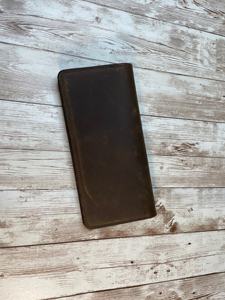 Custom Logo Genuine Leather Checkbook Case Minimalist Business Check <b>Book</b> Holder <b>Duplicate</b> Wallet OEM LCR-0153 - Product Image 1
