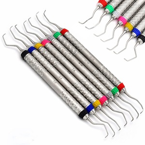 Juego de instrumentos quirúrgicos para restauraciones dentales de composite, cureta periodontal Gracey de mango hueco dorado de doble punta, instrumentos de raspado quirúrgico - Product Image 1