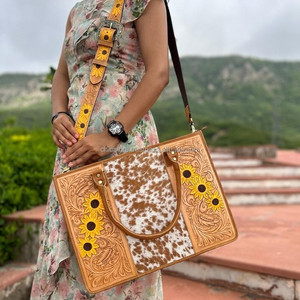 Sac fourre-tout en fourrure de vachette véritable en cuir élégant nouveau sac à main de créateur cheveux sur peau sacs de sculpture usinés à la main pour les femmes multi-usages - Product Image 3