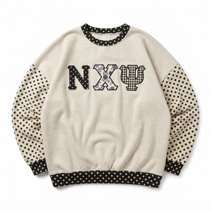 เสื้อสเวตเชิ้ตคอกลมปักลายตัวอักษรกรีกสำหรับผู้หญิง แขนยาวทรงโอเวอร์ไซส์ ผ้าถักผสมฝ้าย ใส่ได้ในฤดูใบไม้ร่วง - Product Image 4