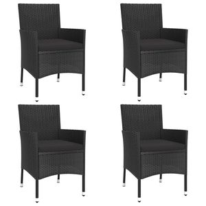 Ensemble de 4 tables et chaises de jardin en polyrotin noir avec sièges spacieux et de nombreuses fonctionnalités - Product Image 4