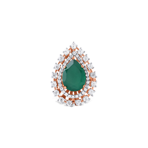 Étoile Statement Diamond <b>Ring</b> Luxury Pear Cut Emerald <b>Green</b> Gemstone Double Halo Diamond <b>Ring</b> in Rose Gold Elegant Bridal <b>Ring</b> - Product Image 1