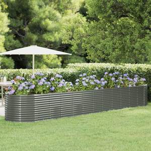 Grand lit de jardin surélevé en acier gris thermolaqué, durable, pour pots et jardinières - Product Image 1