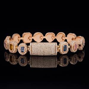 Pulsera de Plata Personalizada 925, Pulsera para Hombre, Joyería Hip Hop al por Mayor, Pulsera Cubana con Diamantes de Moissanita de 14 mm, Unisex - Product Image 3