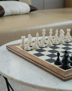 Handmade <b>Wooden</b> <b>Chess</b> <b>Set</b> With Board Modern Design For Home Decoration Rectangle Shape Polished Finish Tabletop Use - Product Image 1