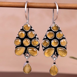 ARTS JEWELS Brass Oxidized Silver <b>Crystal</b> Rhinestone Butterfly Shape Boho Tribal Ethnic Dangle Earrings Handmade Indian Women's - Product Image 5