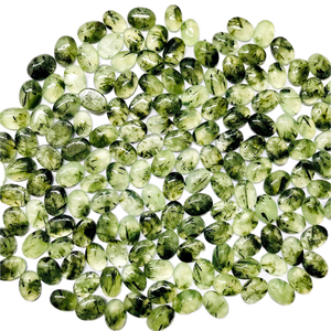 Cabochons de préhnite naturelle, forme ovale, tailles variées, pierres précieuses pour la création de bijoux, anneaux, pendentifs, macramé - Product Image 1