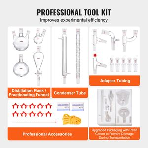 Kit di Distillazione in Vetro Borosilicato 3.3 con Giunto 24/40, Capacità 1000ml per Distillazione di Oli Essenziali, Evaporatore Rotante per Laboratori - Product Image 5