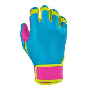 Gants de frappe rembourrés bleus, roses et jaunes, fermeture auto-agrippante, unisexe, pour entraînement adulte - Product Image 3