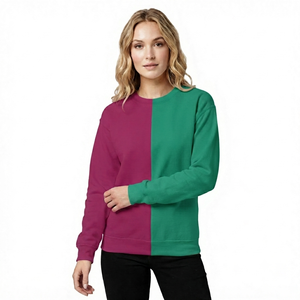 Sweat-shirt personnalisé pour femmes, deux tons vert et marron, style universitaire, couleur contrastée, sweat-shirt de sororité - Product Image 1