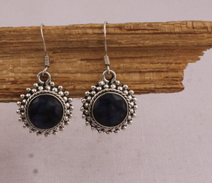 Handcrafted Vintage Black Onyx <b>Earrings</b> Natural Stone <b>Dangle</b> <b>Earring</b> Boho Style 925 <b>Silver</b> Plated Jewelry Wholesaler - Product Image 3
