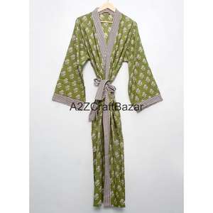 Lujosa y Suave Ropa de Dormir Informal de Algodón, Kimono Largo con Estampado Floral, Transpirable, para Todas las Temporadas, Regalo de Navidad Perfecto para Mujeres - Product Image 3