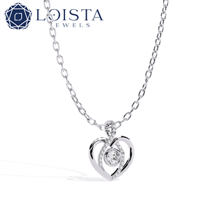 925 Sterling <b>Silver</b> Round Brilient Cut Lab Grown Diamond Pendant Heart shape With IGI certified for <b>Women's</b> Luxury Jewelry - Product Image 1