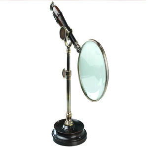 Loupe de bureau en laiton sur pied avec oculaire de télescope sur base en bois, disponible à prix de gros. - Product Image 1
