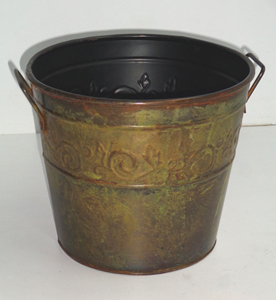 Maceta redonda de metal para flores, maceta galvanizada para flores - Product Image 4