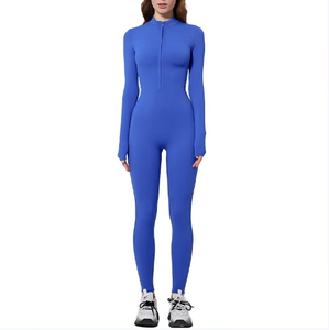 <b>Women's</b> Long Sleeve Jumpsuit Athletic Compression <b>Romper</b> Front Zip Full Body Shaper Yoga Fitness One Piece Bodysuit 2026 - Product Image 2