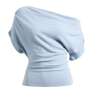 T-shirt tendance pour femme à épaules dénudées – Meilleur prix, impression personnalisée – Haut décontracté d'été pour femme – Fournisseur en gros - Product Image 1