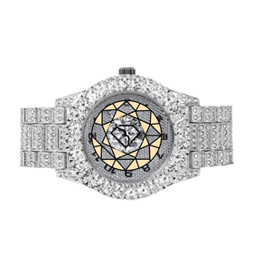 Reloj de Lujo Personalizado con Incrustaciones de Moissanita y Acero Inoxidable para Hombre, Estilo Hip Hop, con Esfera de Números Romanos y Cierre de Hebilla - Product Image 1