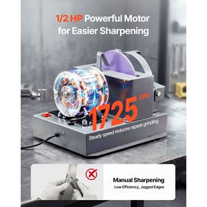 Affilatrice per lame di tosaerba da 1/2HP, Mola a lamelle da 7 pollici, Mola ceramica da 9 pollici, 30 Gradi 40D, Ricambi e accessori per tosaerba - Product Image 3