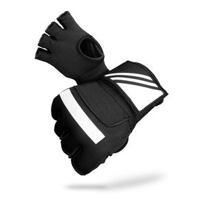 Gants de fitness demi-doigts pour la musculation et l'entraînement en salle de sport, unisexe, noirs, en polyester, à enfiler - Product Image 1