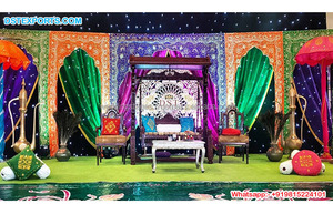 Toile de fond de scène de mariage pour Garba, décor de nuit magnifique Mehndi & Sangeet, rideaux de nuit colorés, décor de scène de cérémonie Mehndi - Product Image 6