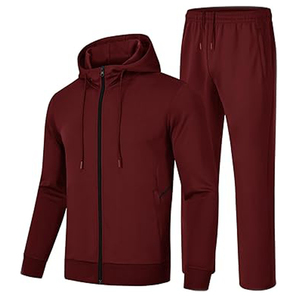 Men's Hooded Tracksuit Set Solid Blue Full <b>Zip</b> Sweatshirt With Side <b>Pockets</b> And Matching Pants Casual Autumn Wear - Product Image 3