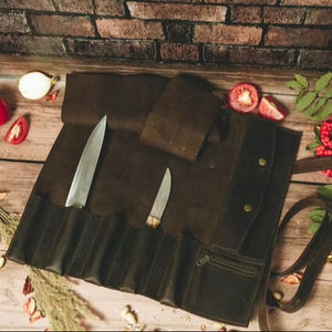 Sac à couteaux de chef portable classique en cuir véritable de haute qualité, pochette de rangement multi-outils professionnelle LKR-0211 - Product Image 5