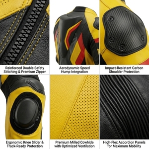 Combinaison de course moto en cuir imprimée sur mesure, équipement de moto OEM, bottes et gants de piste, séchage rapide, protection unisexe, vente en gros - Product Image 6