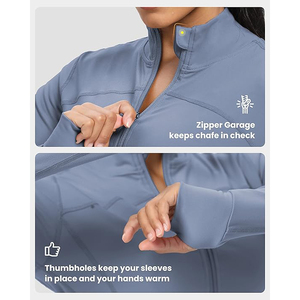 Athletic Yoga Jacket <b>Women</b> Nylon Skinny Fit Stretch Breathable Lightweight Zip Outer Layer - Product Image 3