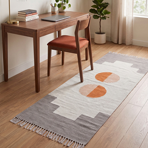 Tapis floral en coton fait main imprimé au bloc, style bohème, adapté aux animaux domestiques, écologique, pour salon, chambre, intérieur et extérieur - Product Image 4