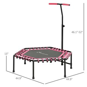 Quiet 45\" Bungee <b>Rebounder</b> Trampoline for Adults with LED Lights and Adjustable Pink Handle - Product Image 2