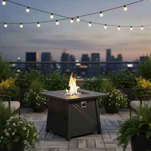 Table de foyer extérieur au gaz carrée, chauffage au propane pour patio, table de jardin avec brûleur à flamme décorative - Product Image 5