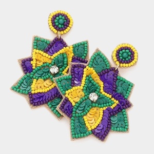 New Latest Beaded Mardi Gras Mask Earrings <b>Sequin</b> Festival Face Statement Dangle Earrings for Women and Girls Perfect for Event - Product Image 4