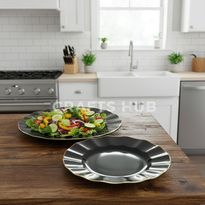 Platos Redondos de Plástico Sólido de Diseño Clásico, Aptos para Lavavajillas y Microondas, Hechos a Mano, Ecológicos, de Grado Alimenticio - Product Image 4