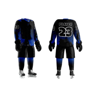 Black Royal Blue unisex adult ice hockey jerseys pro style <b>kids</b> custom ice hockey uniform team minor league ice hockey apparel - Product Image 3