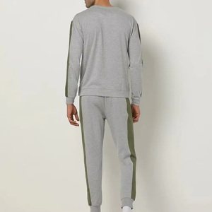 Conjunto Deportivo para Hombre en Gris Oliva con Bloques de Color, Sudadera Casual de Manga Larga con Cuello Redondo y Bolsillos Laterales, Cintura Elástica, Ropa de Otoño - Product Image 3