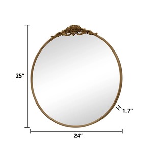 Grand miroir mural rond à cadre doré, idéal pour la décoration intérieure des salons, cafés et hôtels, crée un look haut de gamme, fabriqué en Inde. - Product Image 5