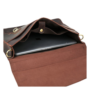 High Quality Vintage Style Full Grain <b>Leather</b> <b>Bag</b> Men's Genuine <b>Leather</b> <b>Laptop</b> Zipper Closure <b>Bag</b> - Product Image 5