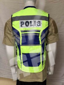 Gilet de sécurité réfléchissant personnalisé haute visibilité ANSI Classe 2 avec logo, 100 % polyester respirant et imperméable, bandes jaunes et bleues, patchs - Product Image 2