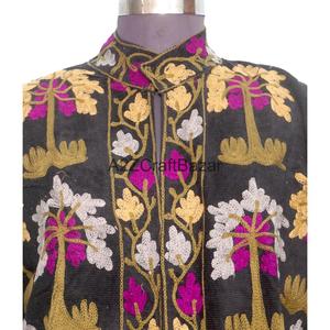 Chaqueta Cotrise Bordada a Mano con Cuello Mandarín, Diseño Vintage, Ecológica, Transpirable, de Secado Rápido, Forrada de Algodón - Product Image 3