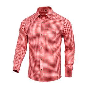 <b>Men</b>’s <b>Red</b> Bavarian Trachten Oktoberfest <b>Shirt</b> Classic Long Sleeve Cotton S to 4XL - Product Image 1